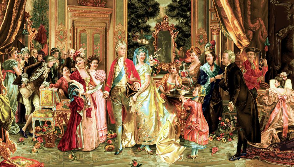 تابلوفرش چاپی طرح نقاشی فرانسوی کد 2035