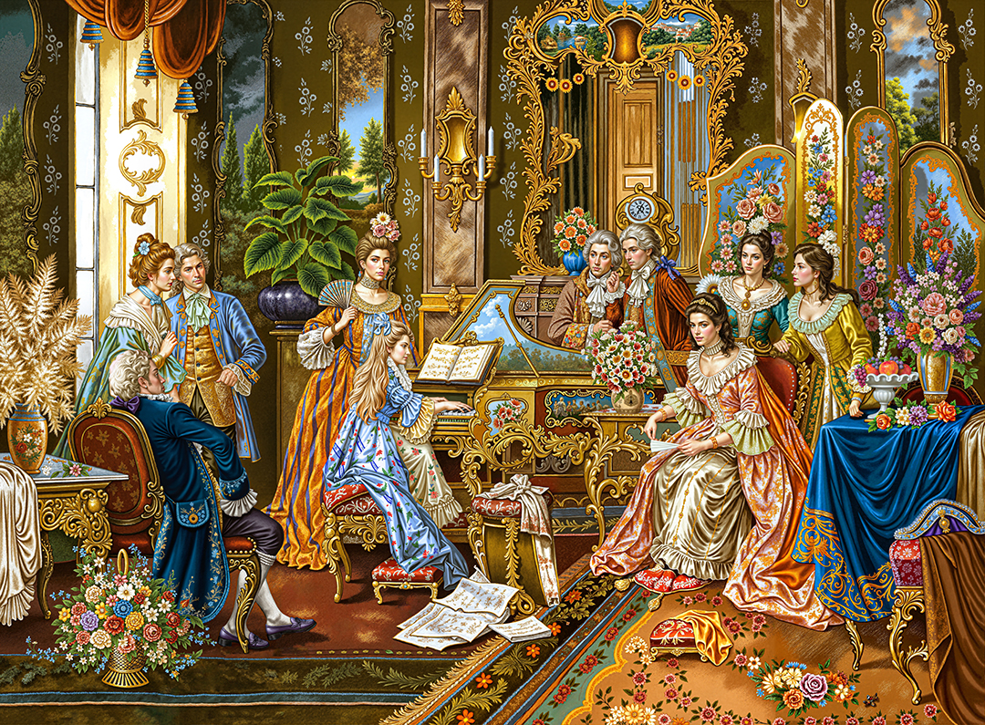 تابلوفرش چاپی طرح نقاشی فرانسوی کد 2038