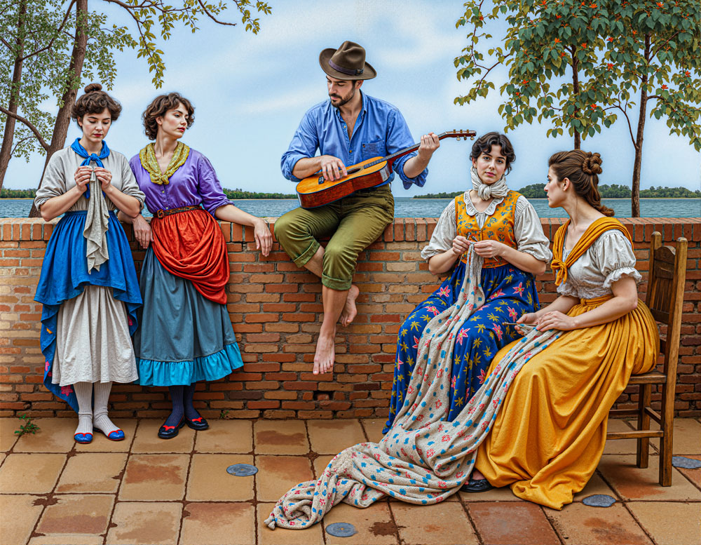 تابلوفرش چاپی طرح نقاشی فرانسوی کد 2094