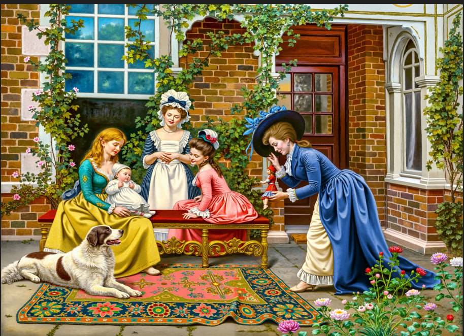 تابلوفرش چاپی طرح نقاشی فرانسوی کد 2159