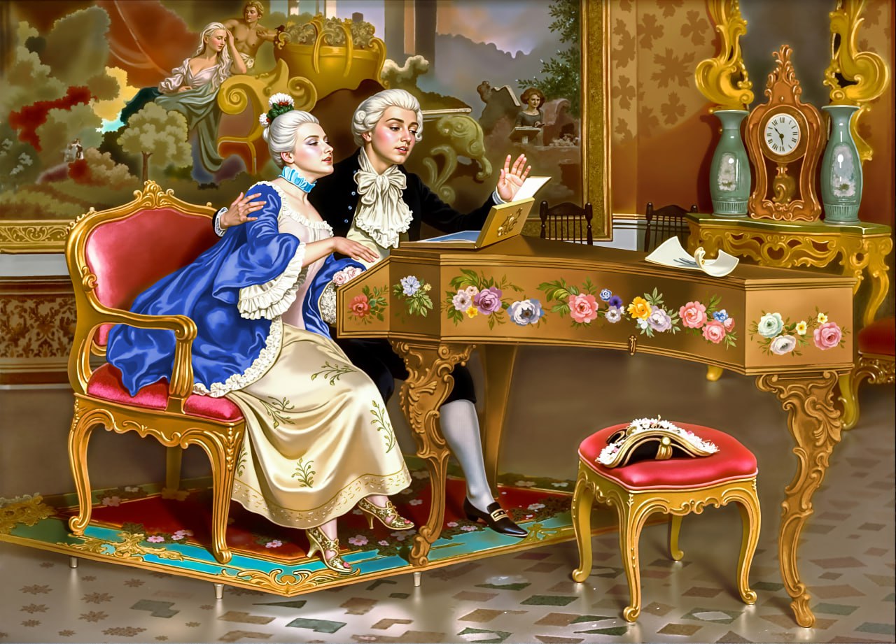 تابلوفرش چاپی طرح نقاشی فرانسوی کد 2167