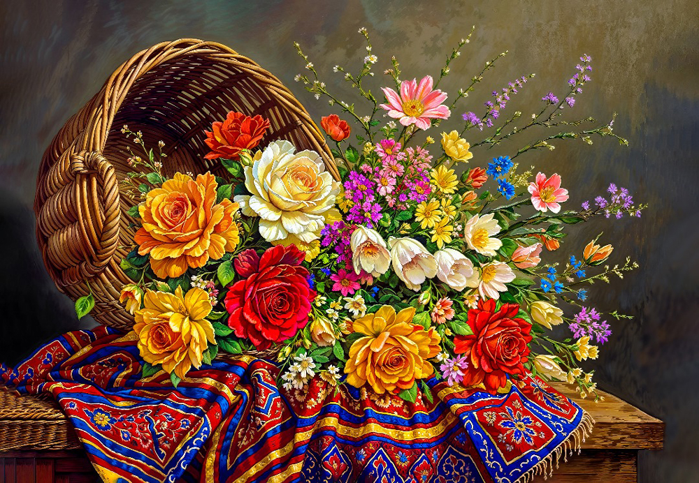 تابلوفرش چاپی طرح گلدان کد 5101