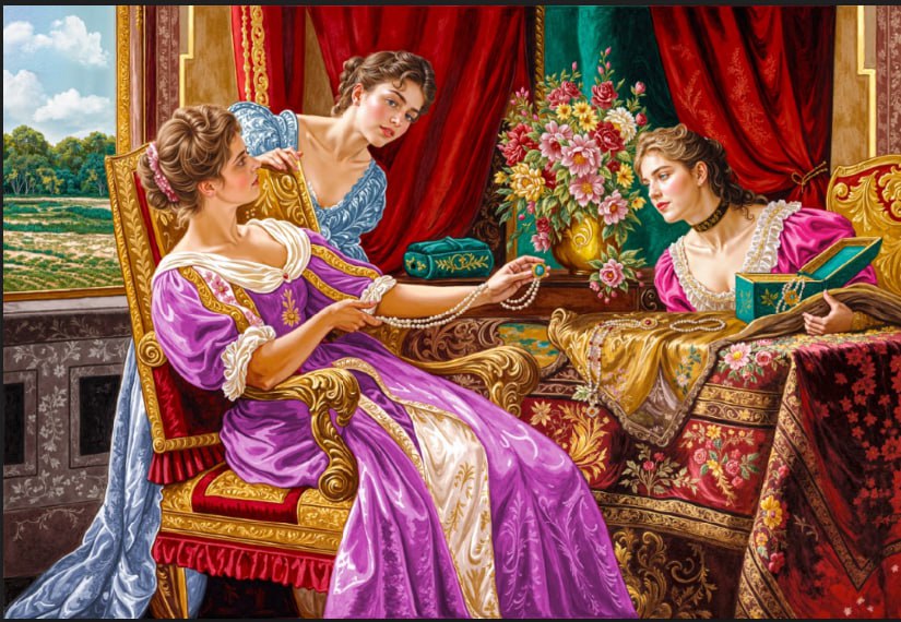 تابلوفرش چاپی طرح نقاشی فرانسوی کد 2039