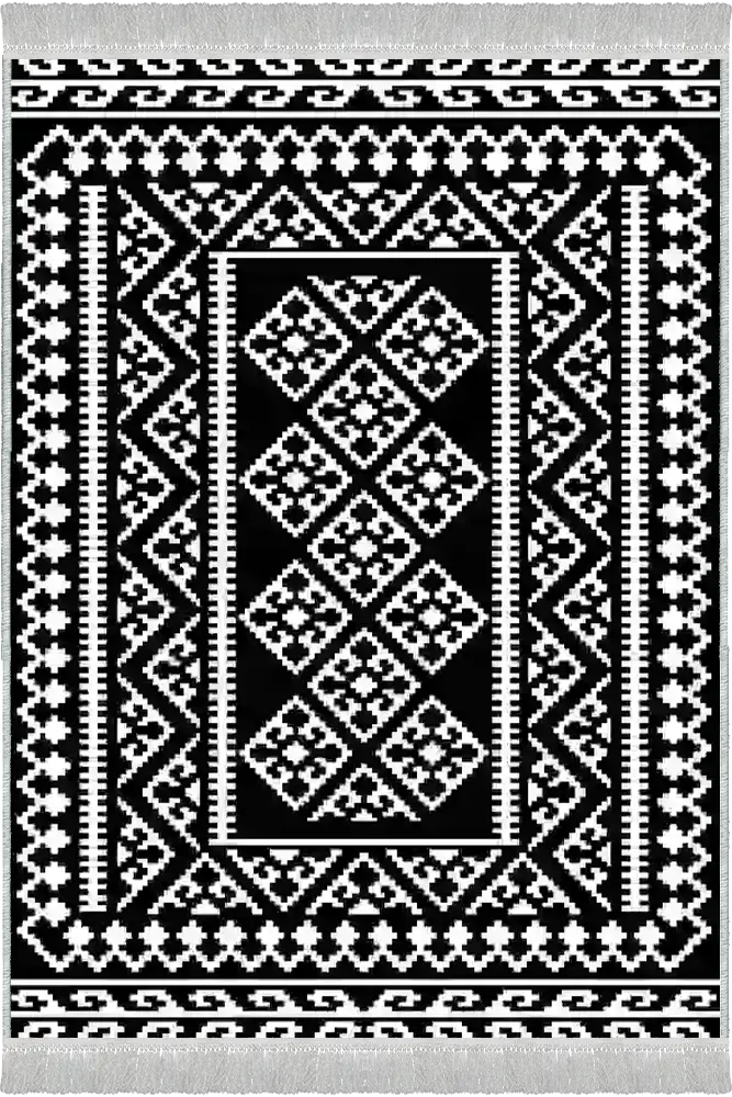 فرش سنتی رنگ سیاه و سفید کاشان کد 20006