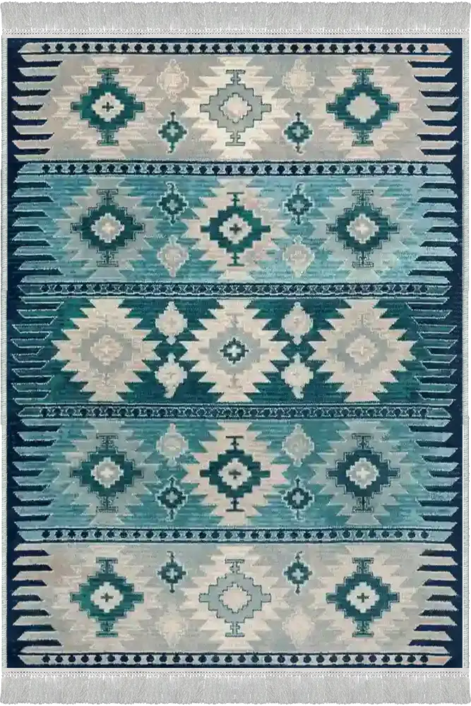 فرش طرح سنتی زمینه آبی کد 20032