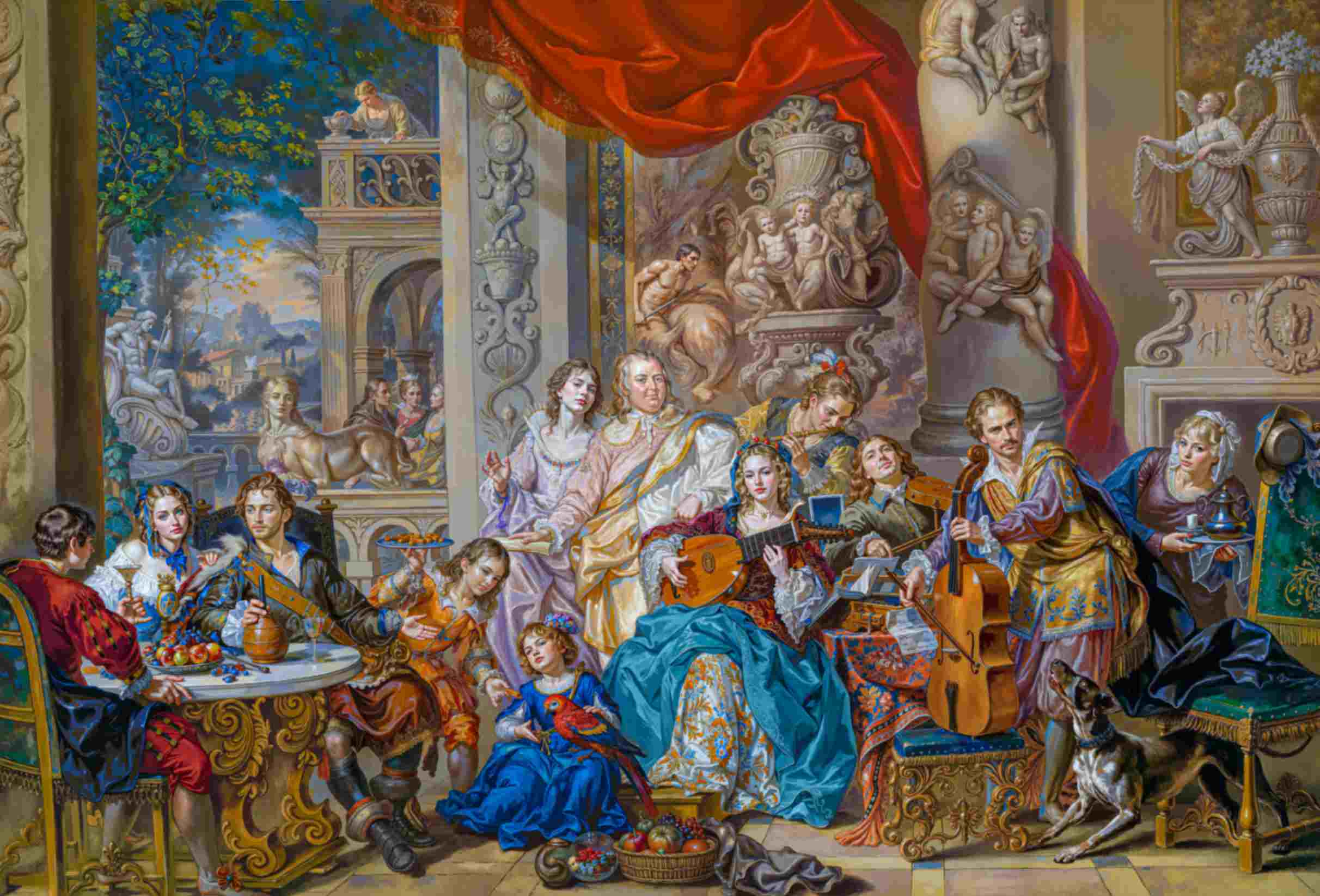 تابلوفرش چاپی طرح نقاشی فرانسوی کد 2154