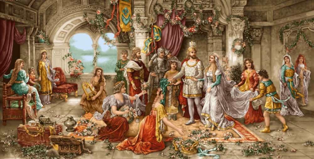 تابلوفرش چاپی طرح نقاشی فرانسوی کد 2040