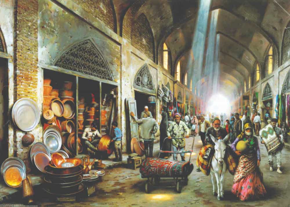 تابلوفرش چاپی طرح نقاشی ایرانی کد 3408