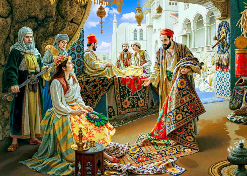 تابلوفرش چاپی طرح نقاشی ایرانی کد 3411