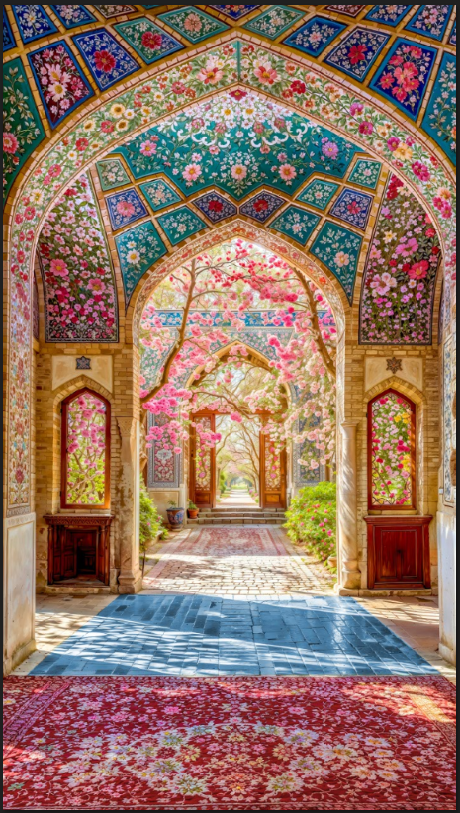 تابلوفرش چاپی طرح مسجد نصیرالملک شیراز کد 3537