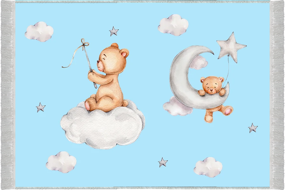 فرش اتاق کودک طرح خرس و ماه کد 15013