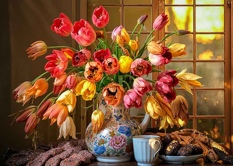 تابلوفرش چاپی طرح گلدان کد 5057