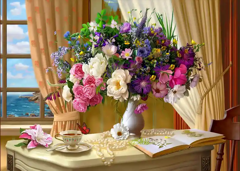 تابلوفرش چاپی طرح گلدان کد 5089