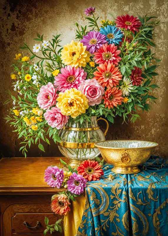 تابلوفرش چاپی طرح گلدان کد 5615